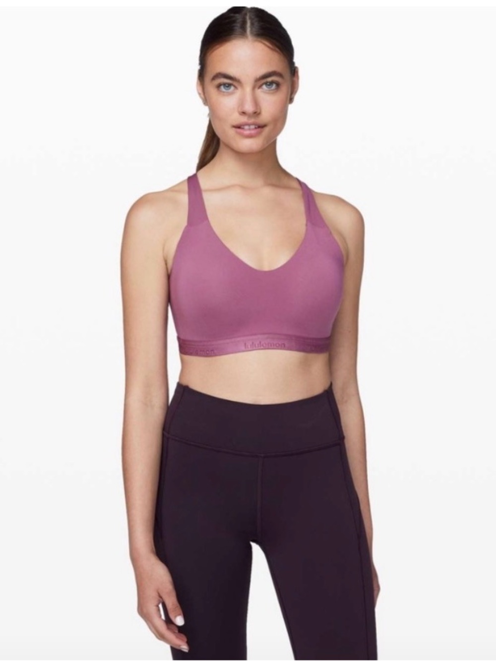 lululemon athletica V-Neck Light Support Sports Bra in Mauve
